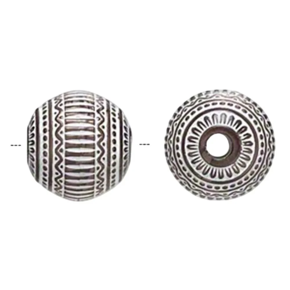 Vintage 80s Bronze White Large 19mm Carved Round Acrylic Beads 2 pcs